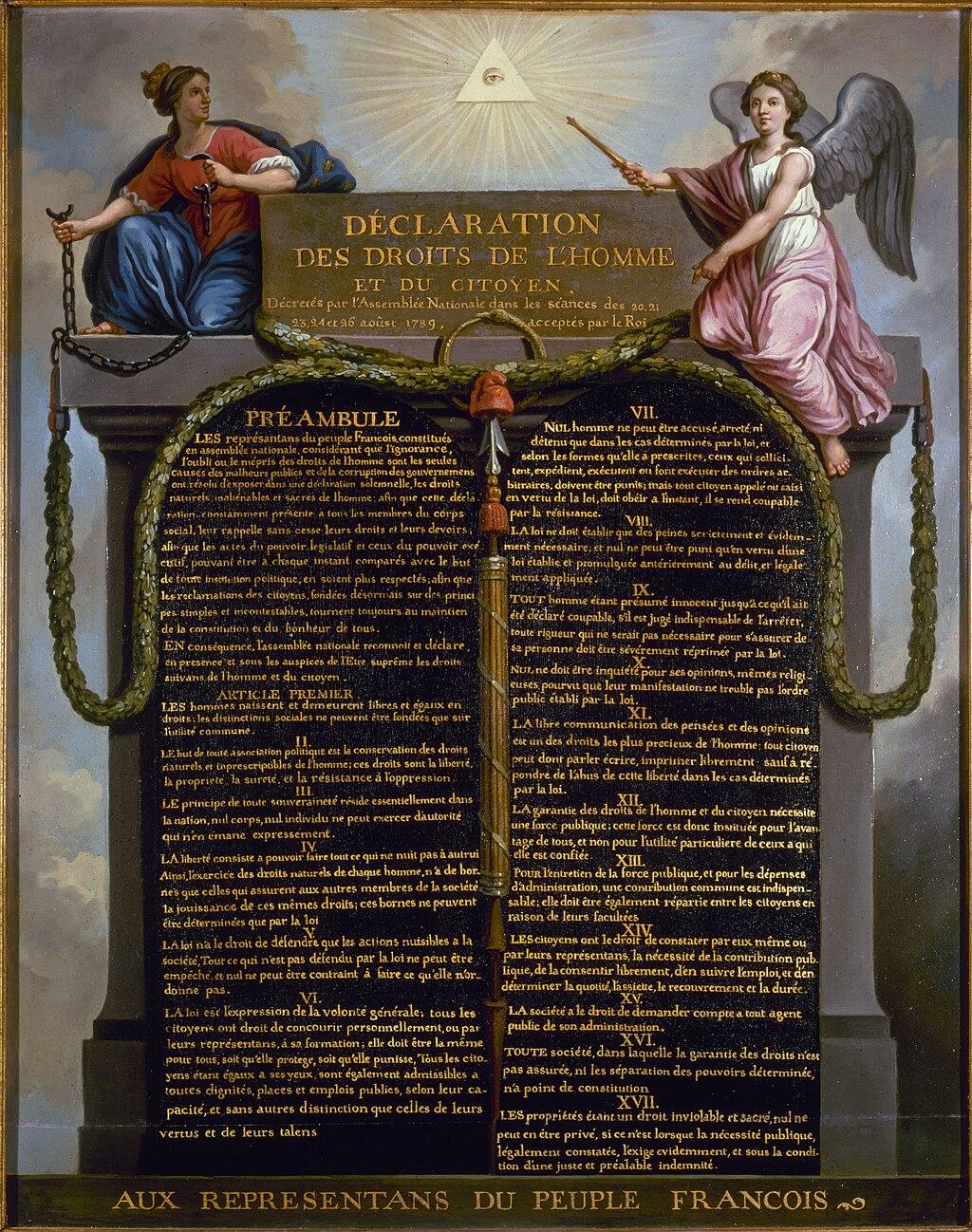A painting depicting the Declaration of the Rights of Man and of the Citizen