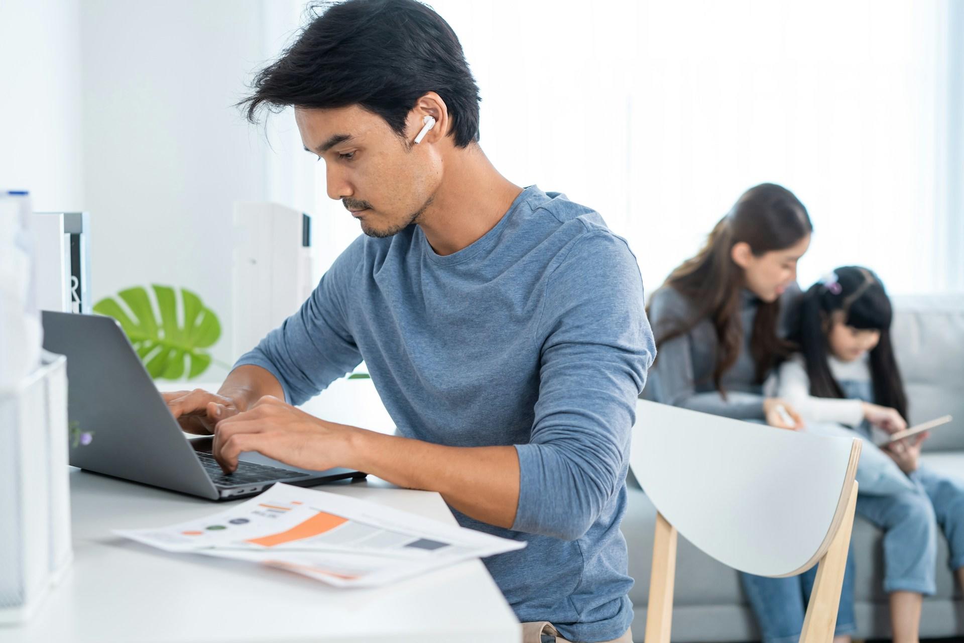 A student studying on the computer.