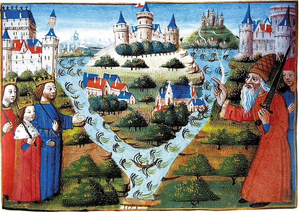 A 15th century painting of Louis the Pious blessing the division of the empire between the sons.