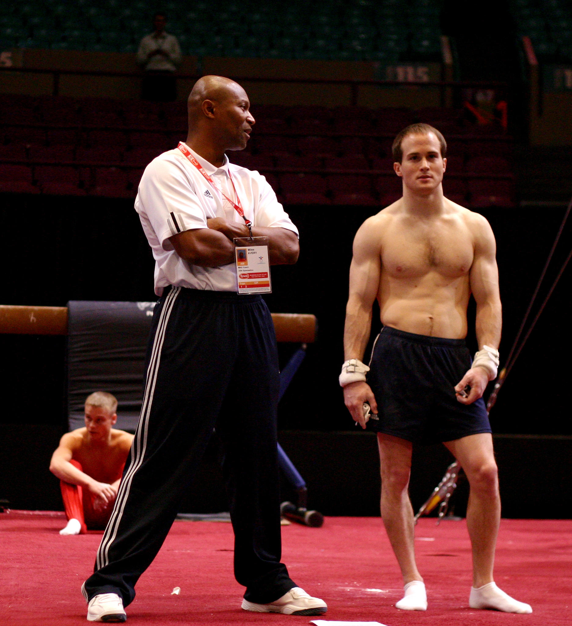 Coach Miles Avery and Paul Hamm