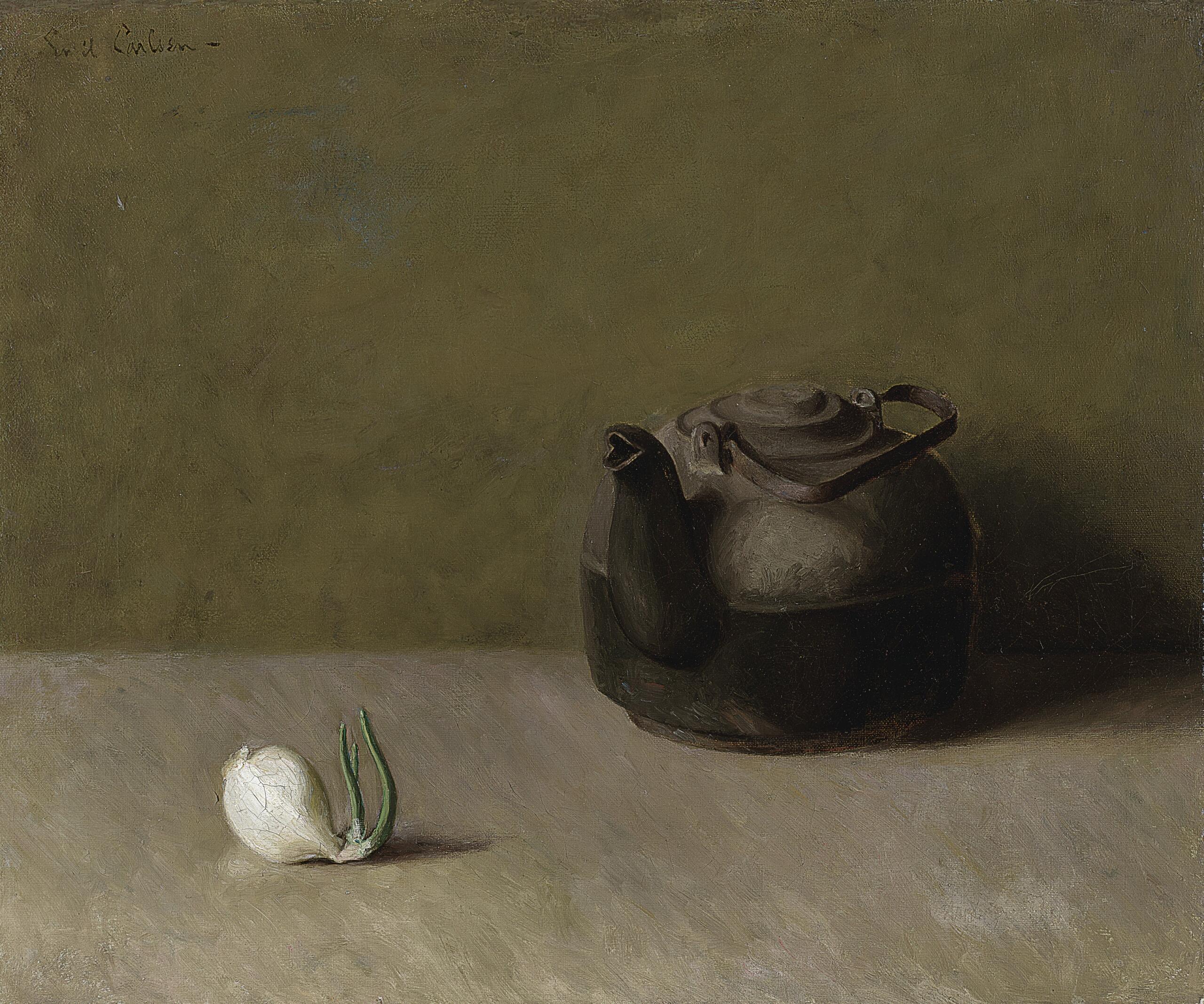 Painting by Emil Carlsen, Still Life with Teapot