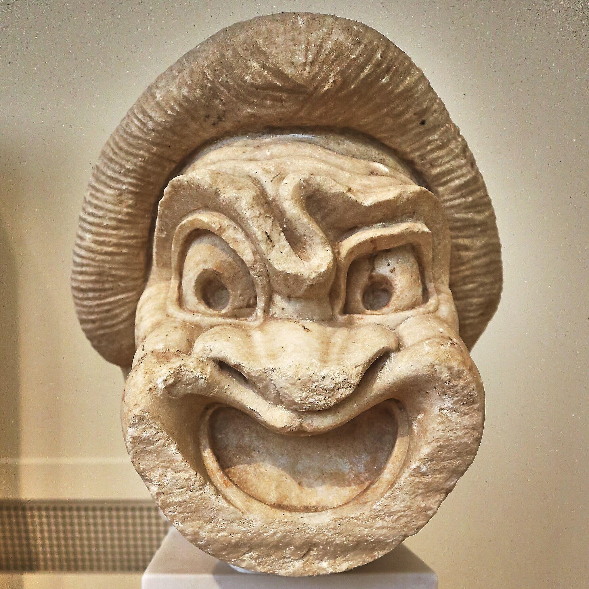 Ancient Greek comedy mask from the 2nd century.