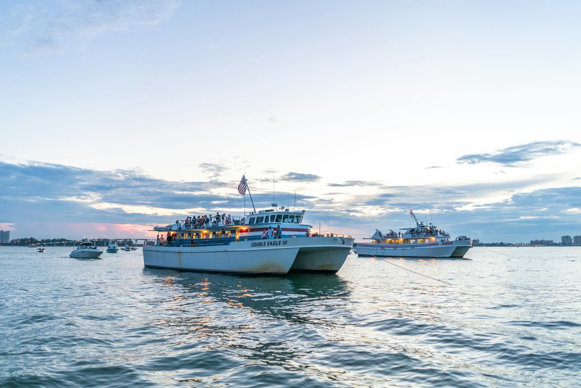 A ferry on the water