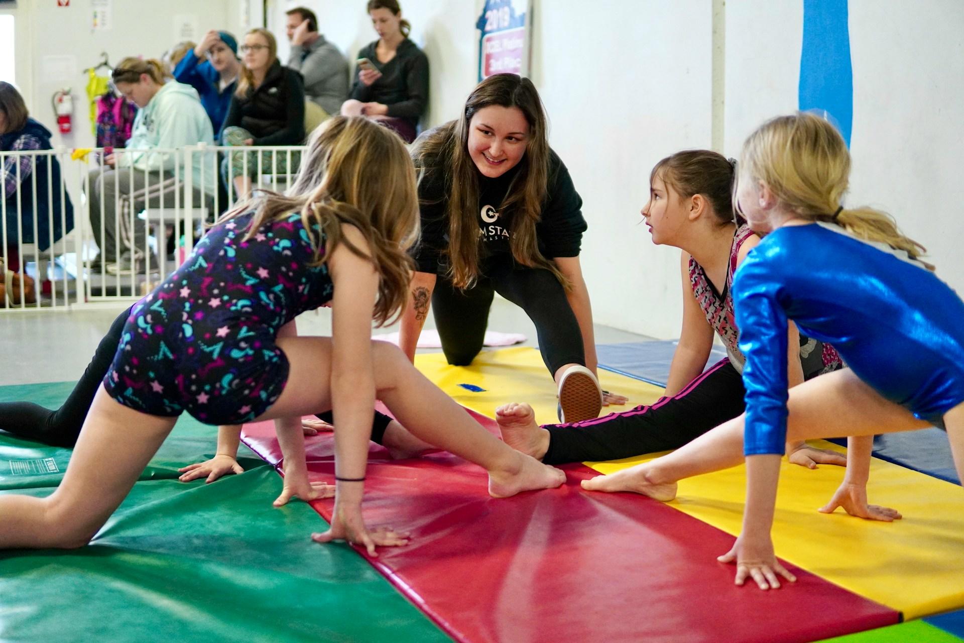 Children in a gymnastics lesson.