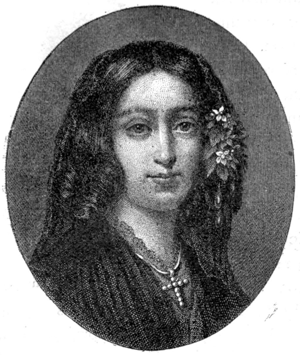 Portrait of George Sand in 1840, engraved from a drawing by Nargeot.