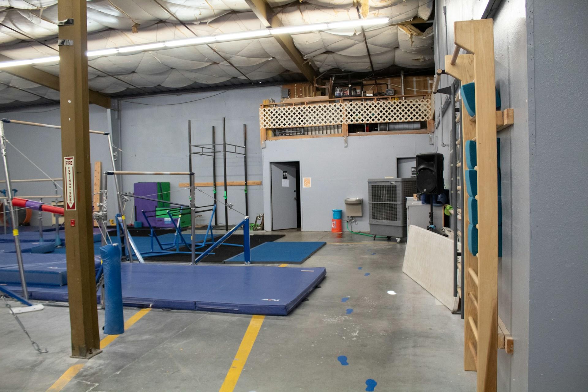 A gym most likely used by gymnasts.