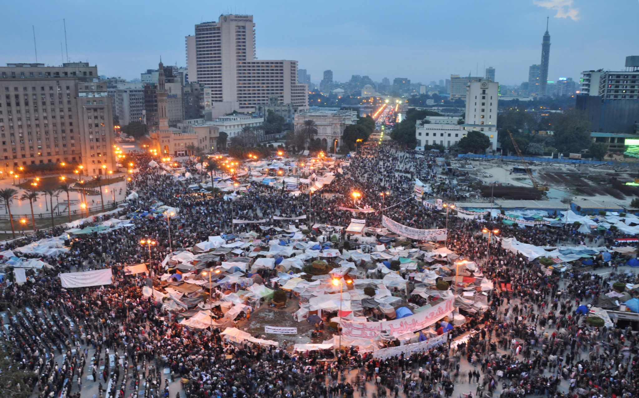 A photo of Tahrir Square full of camps of protesters