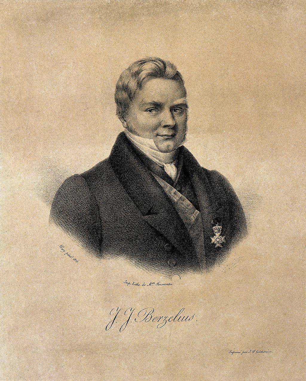 A portrait of Jons Jacob Berzelius and his signature.