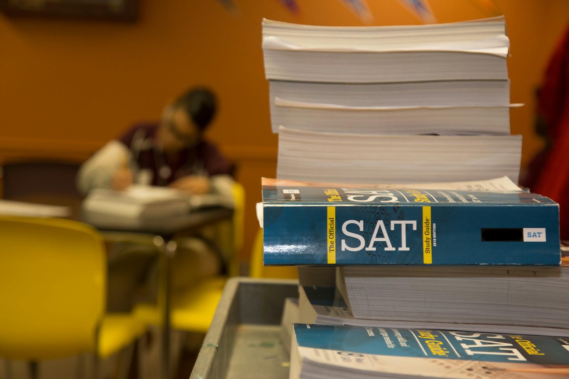 Student studying for his SATs.
