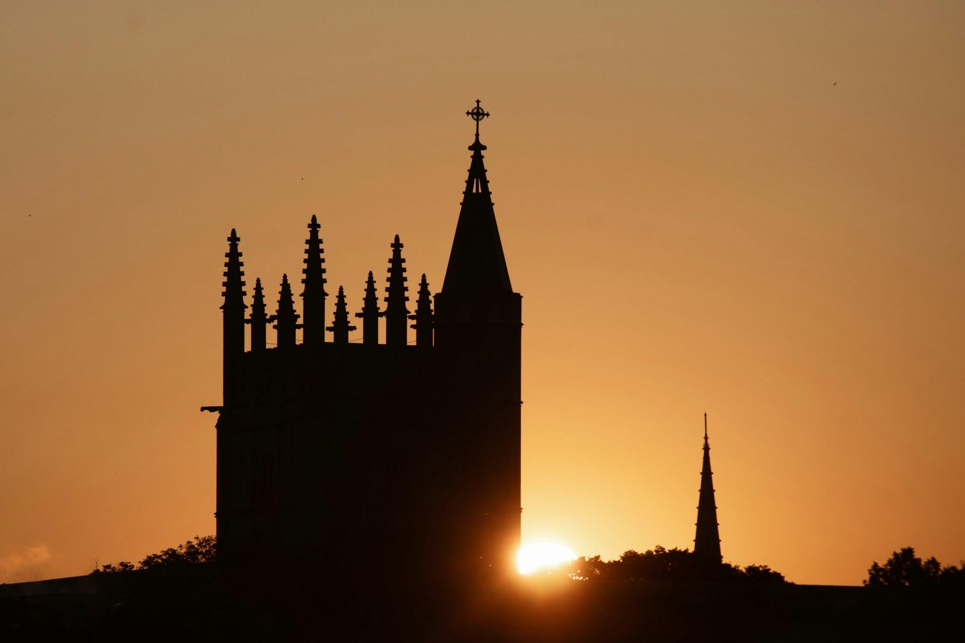 A silhouette building at Northwestern University, Evanston, Illinois.