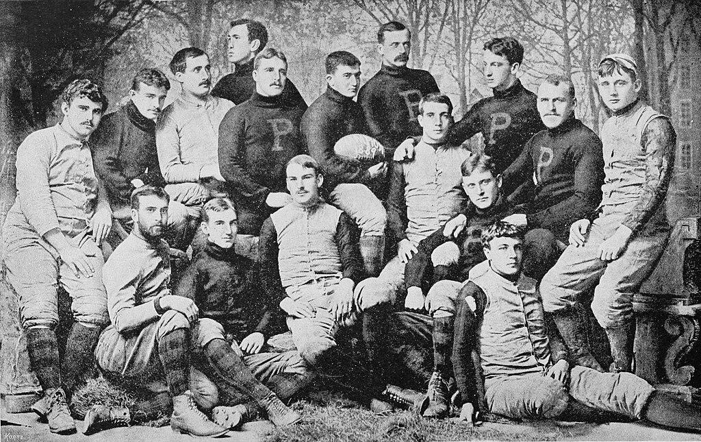black and white photo of the Princeton football team in 1889