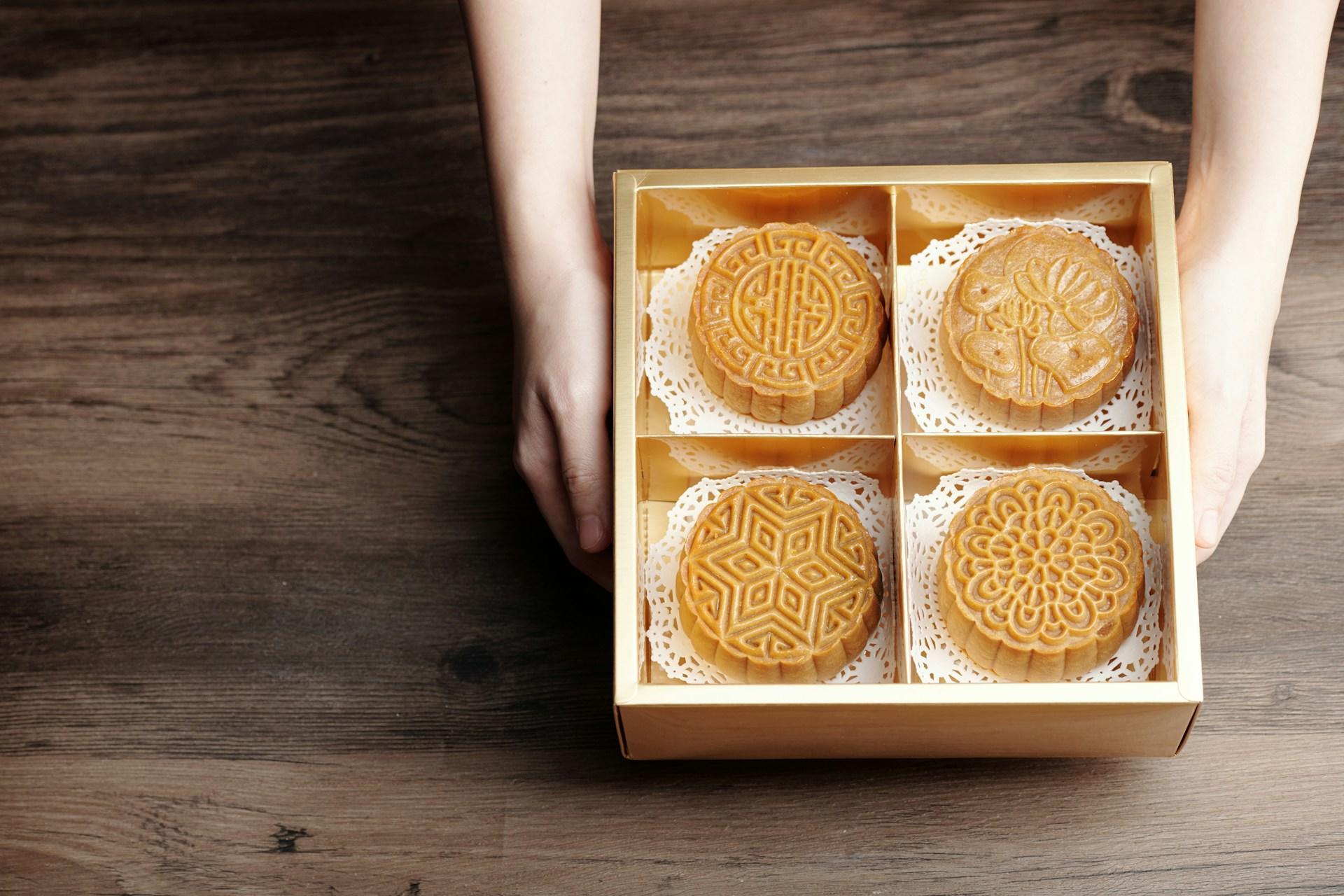 A box of four mooncakes