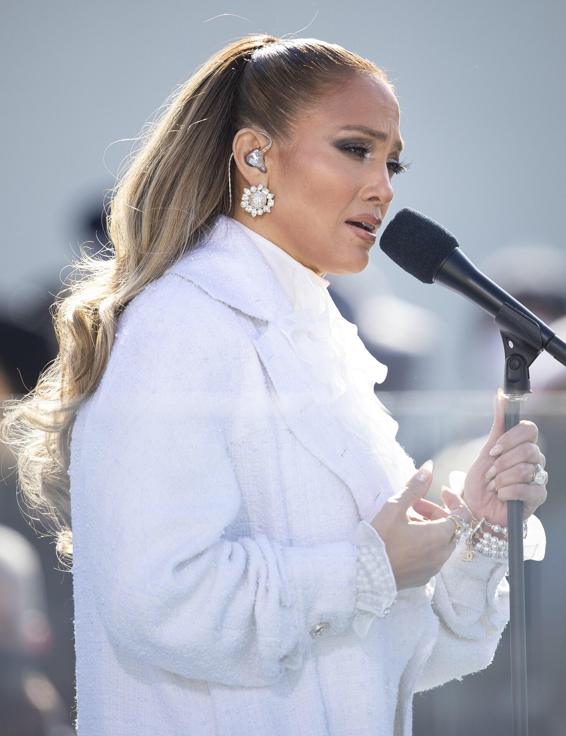 Jennifer Lopez sings “This Land Is Your Land” and “America the Beautiful” during the 59th Presidential Inauguration ceremony in Washington, Jan. 20, 2021. President Joe Biden and Vice President Kamala Harris took the oath of office on the West Front of the U.S. Capitol. 