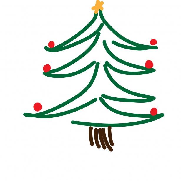 A basic drawing of a Christmas tree.