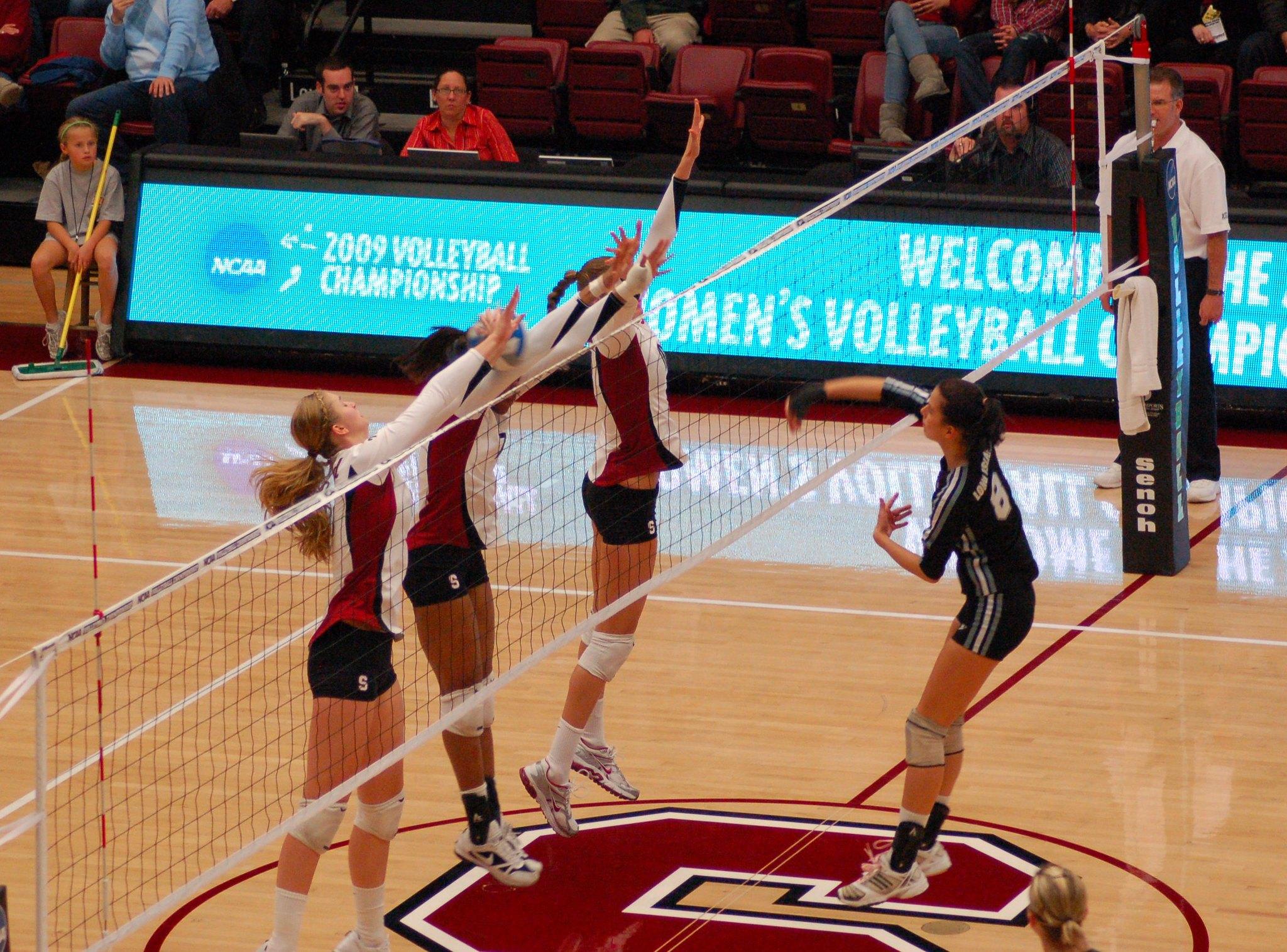 The Stanford women's volleyball team playing against Long Island