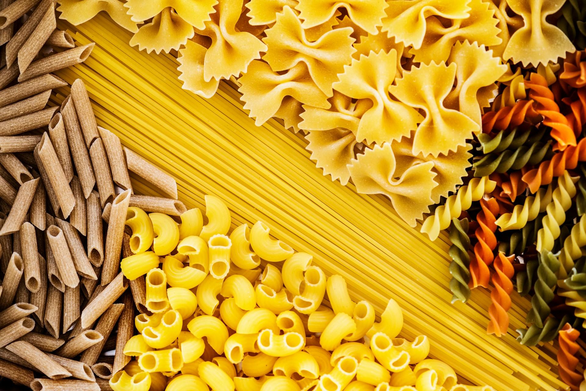 Five different types of pasta