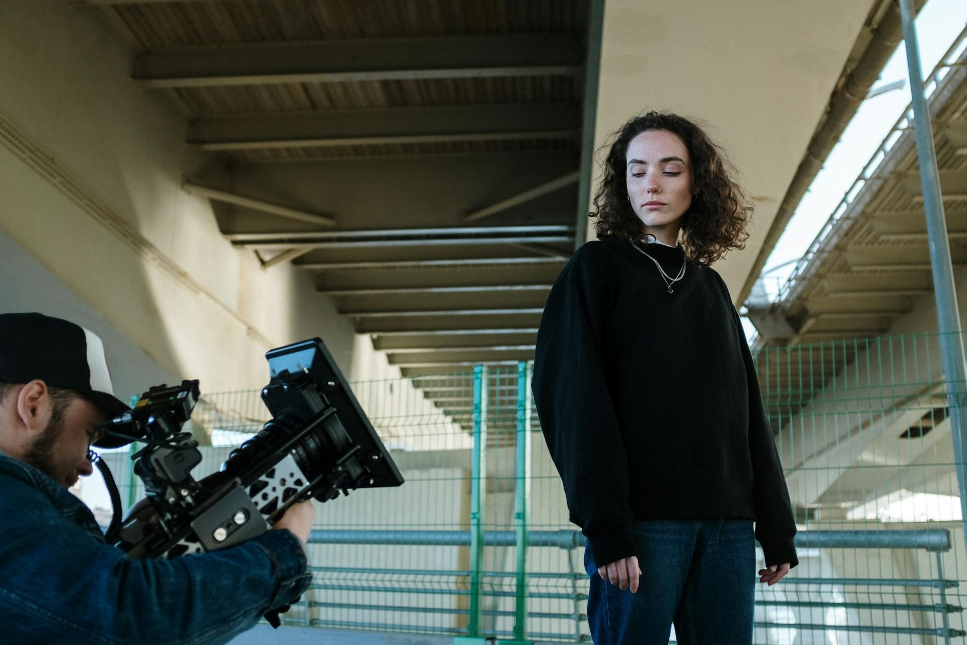 actor on camera on location