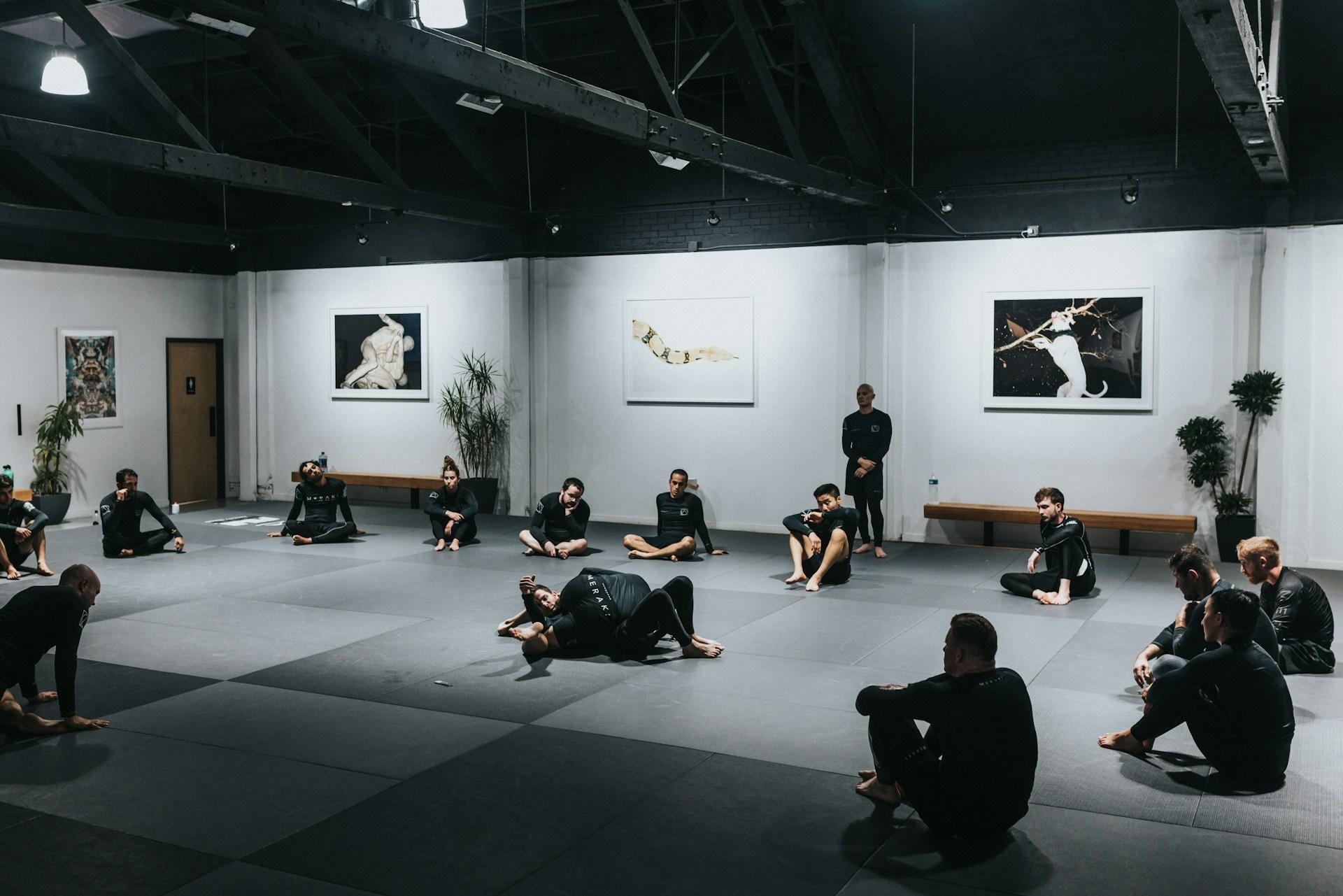 A group of students in a martial arts class