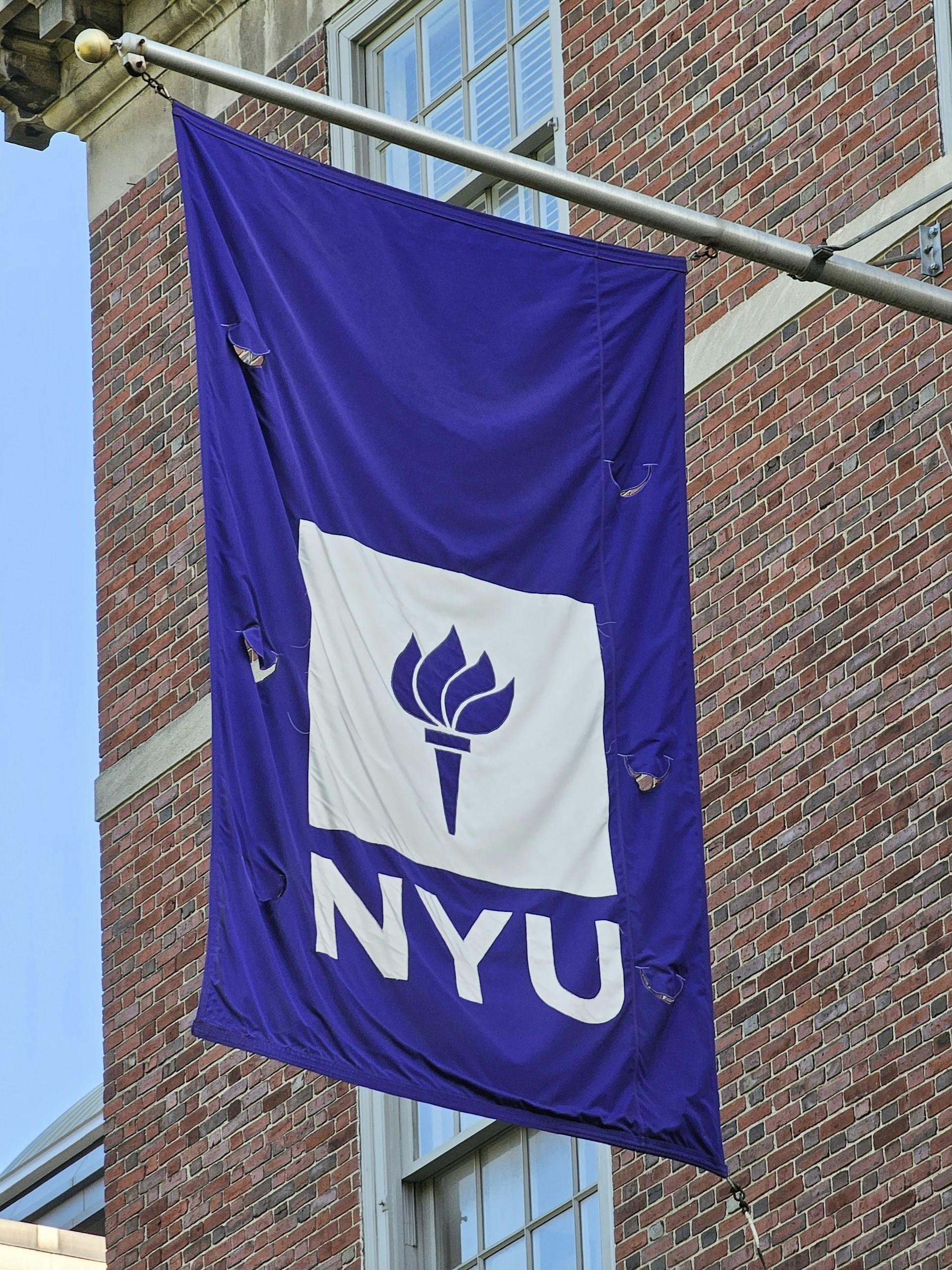 photo of the purple NYU banner
