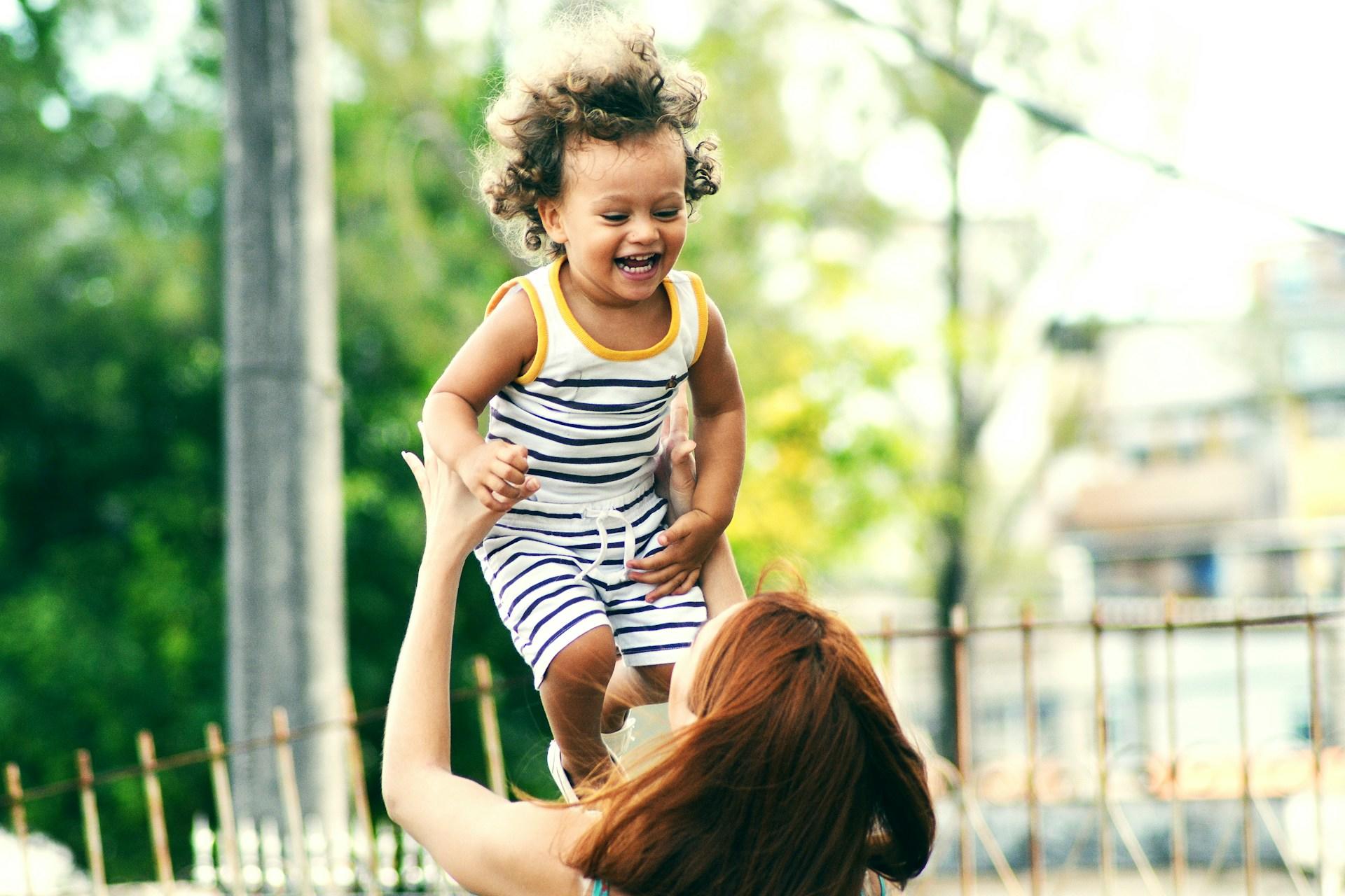 A mother bonding with her son.