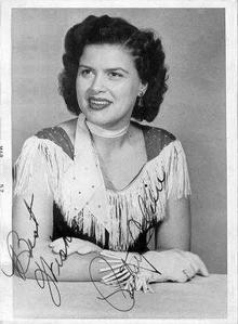 black and white signed photo of Patsy Cline