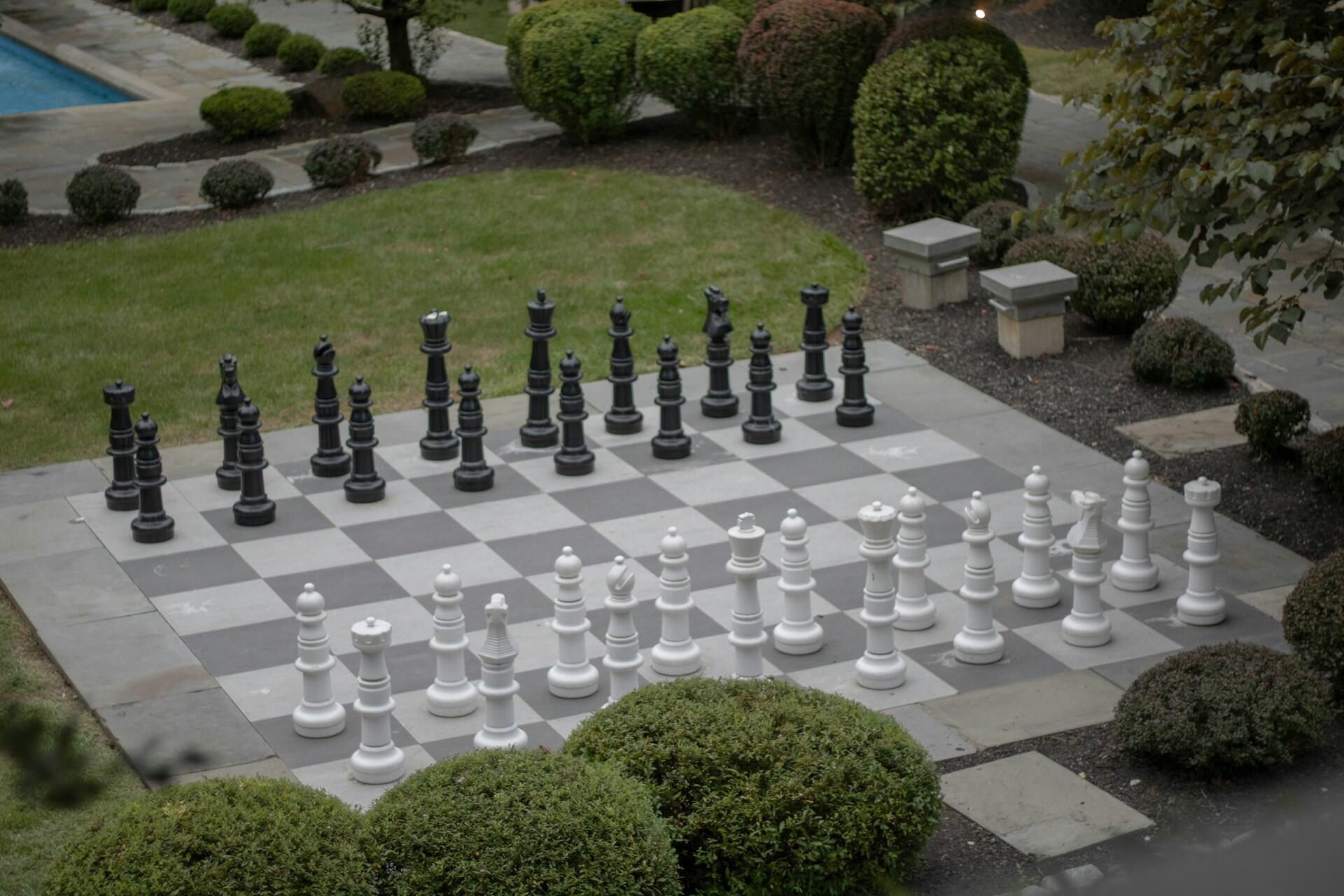 A large outdoor chess game.