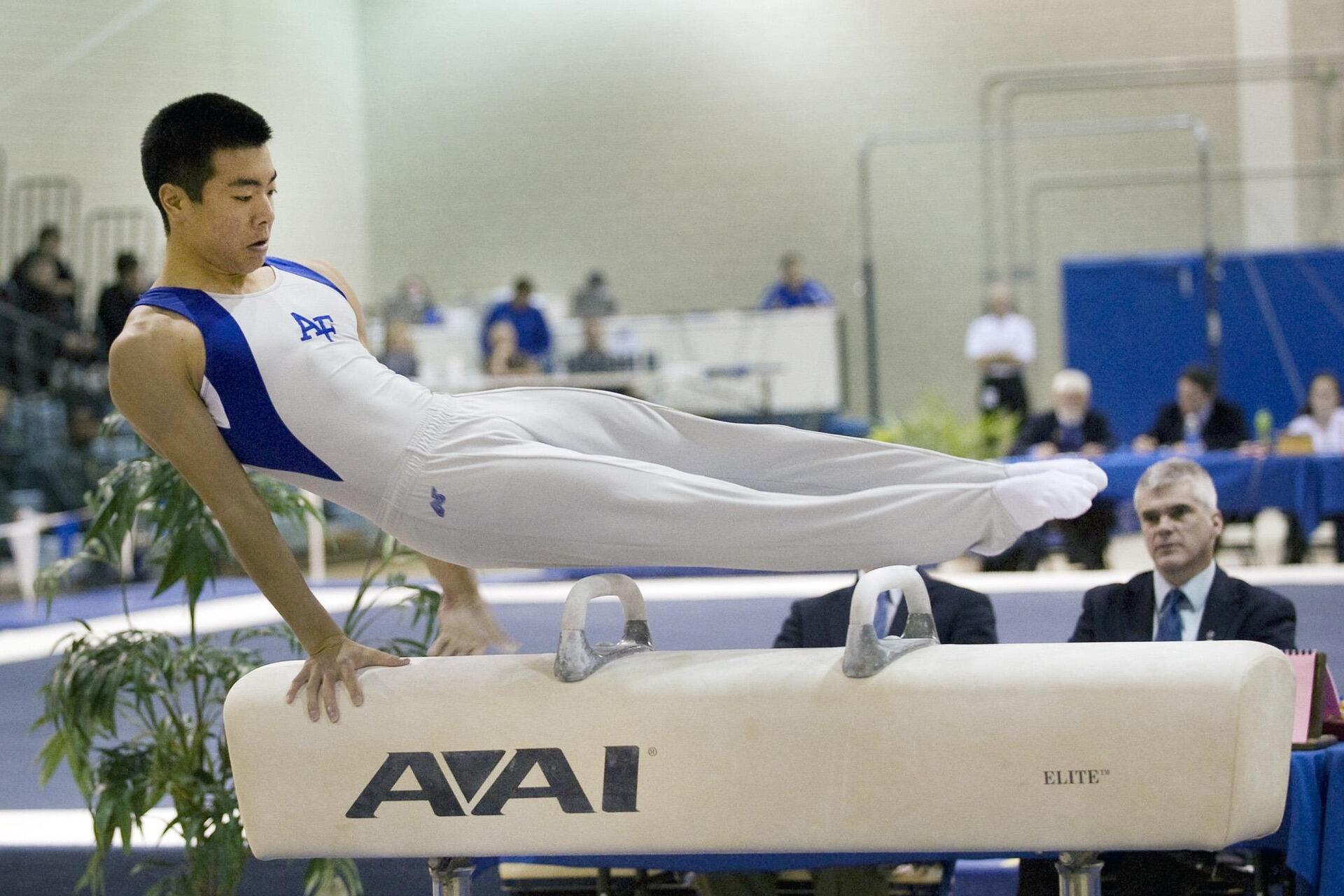 Gymnast on a Pommel Horse.
