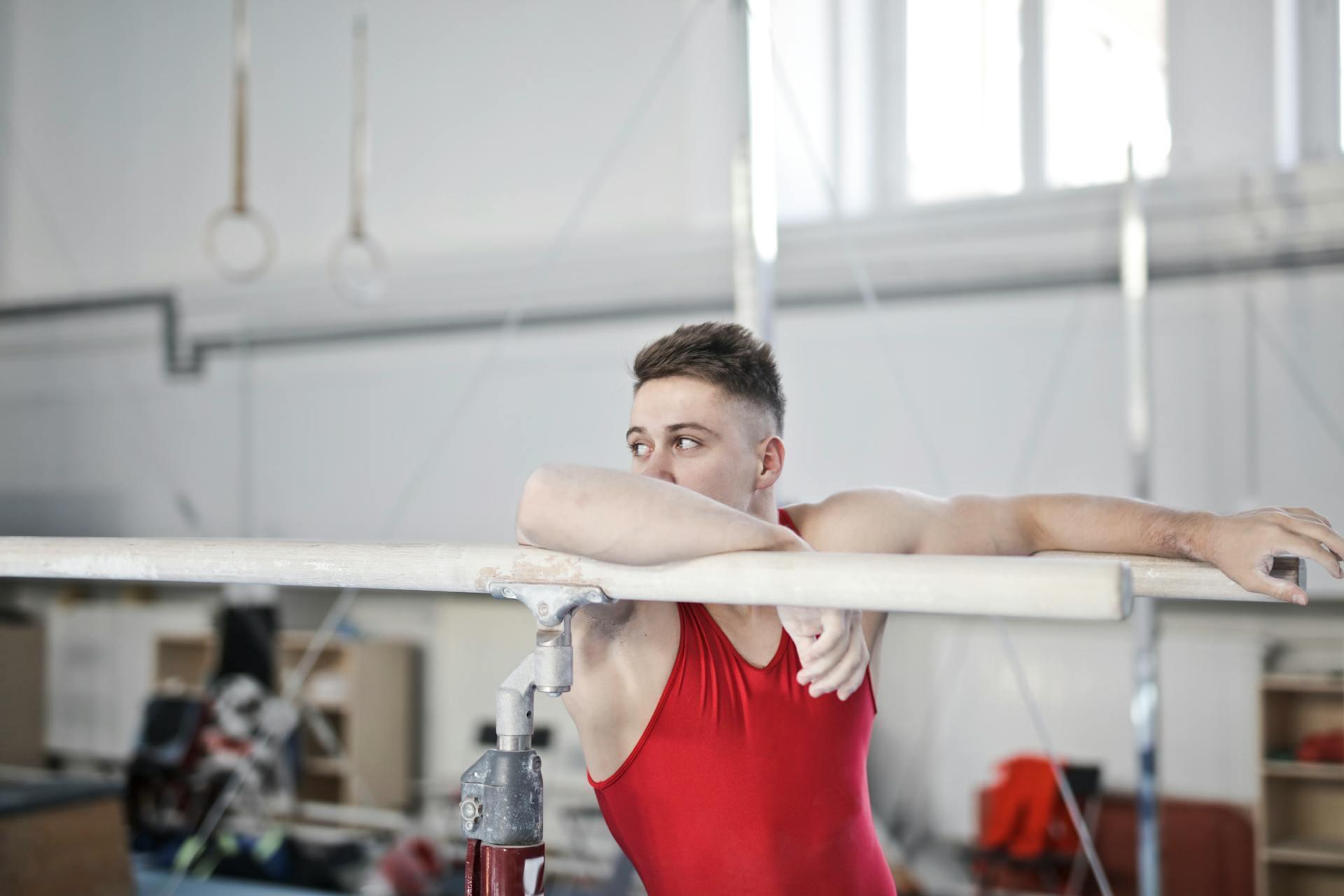 A parallel bars' training session.