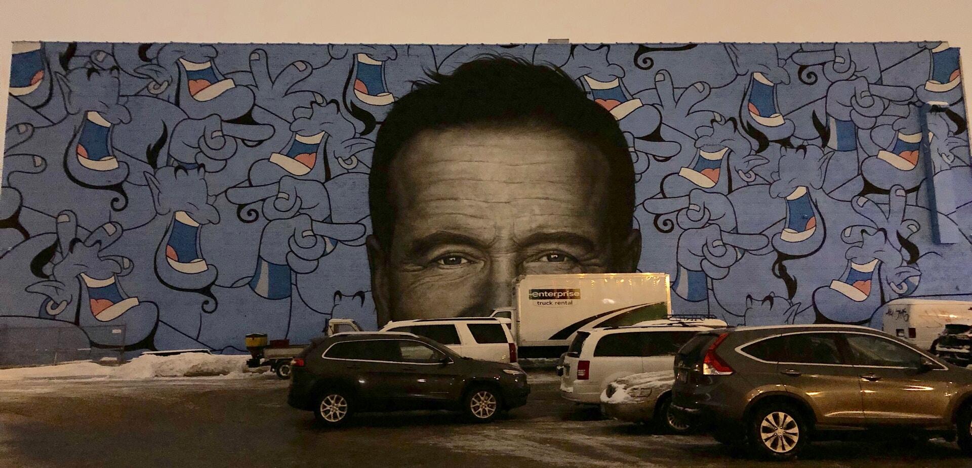 Mural of Robin Williams in Chicago.