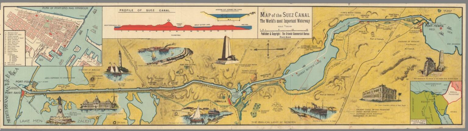 a 1928 map of the Suez Canal