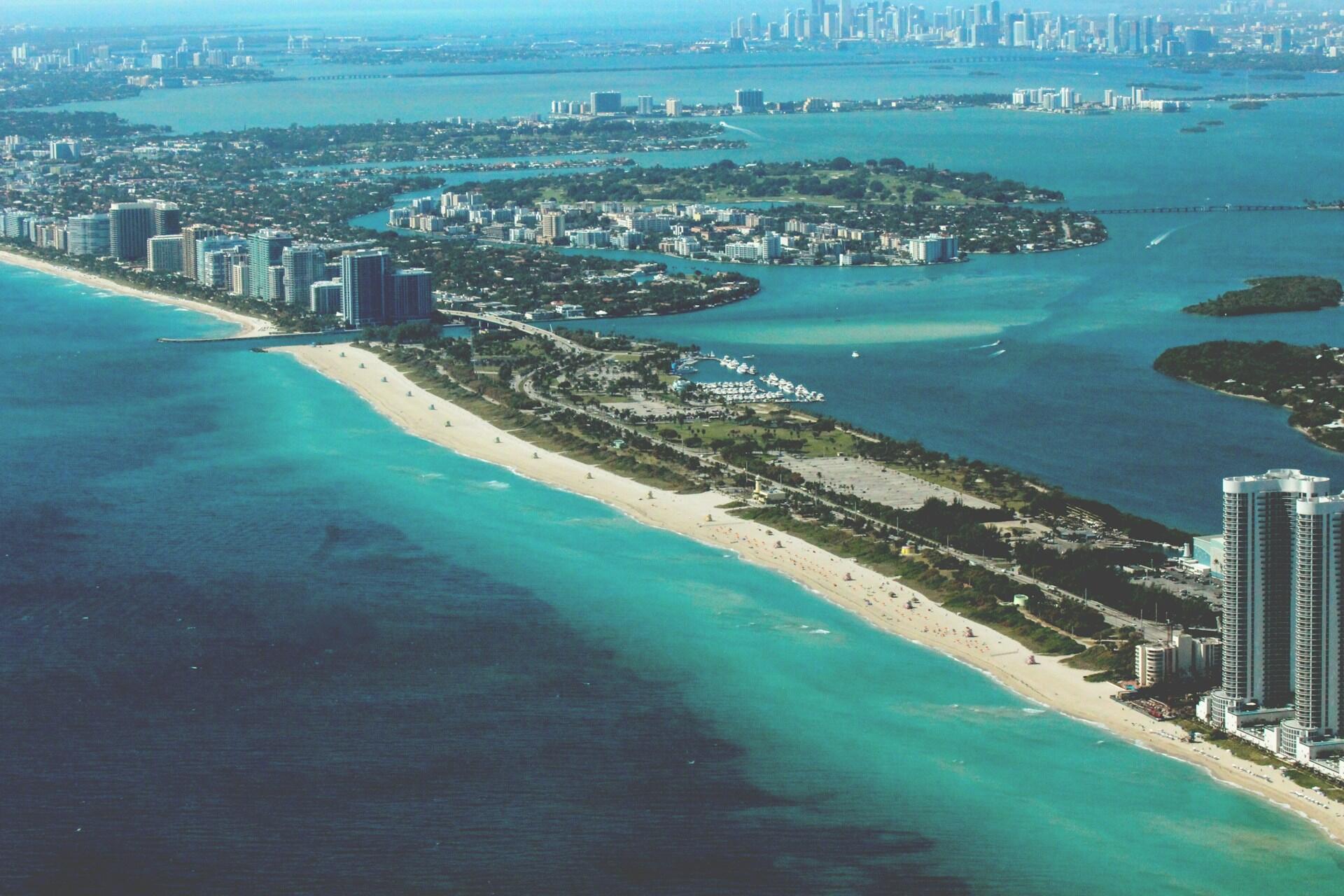 Miami, Florida, as seen from a plane.