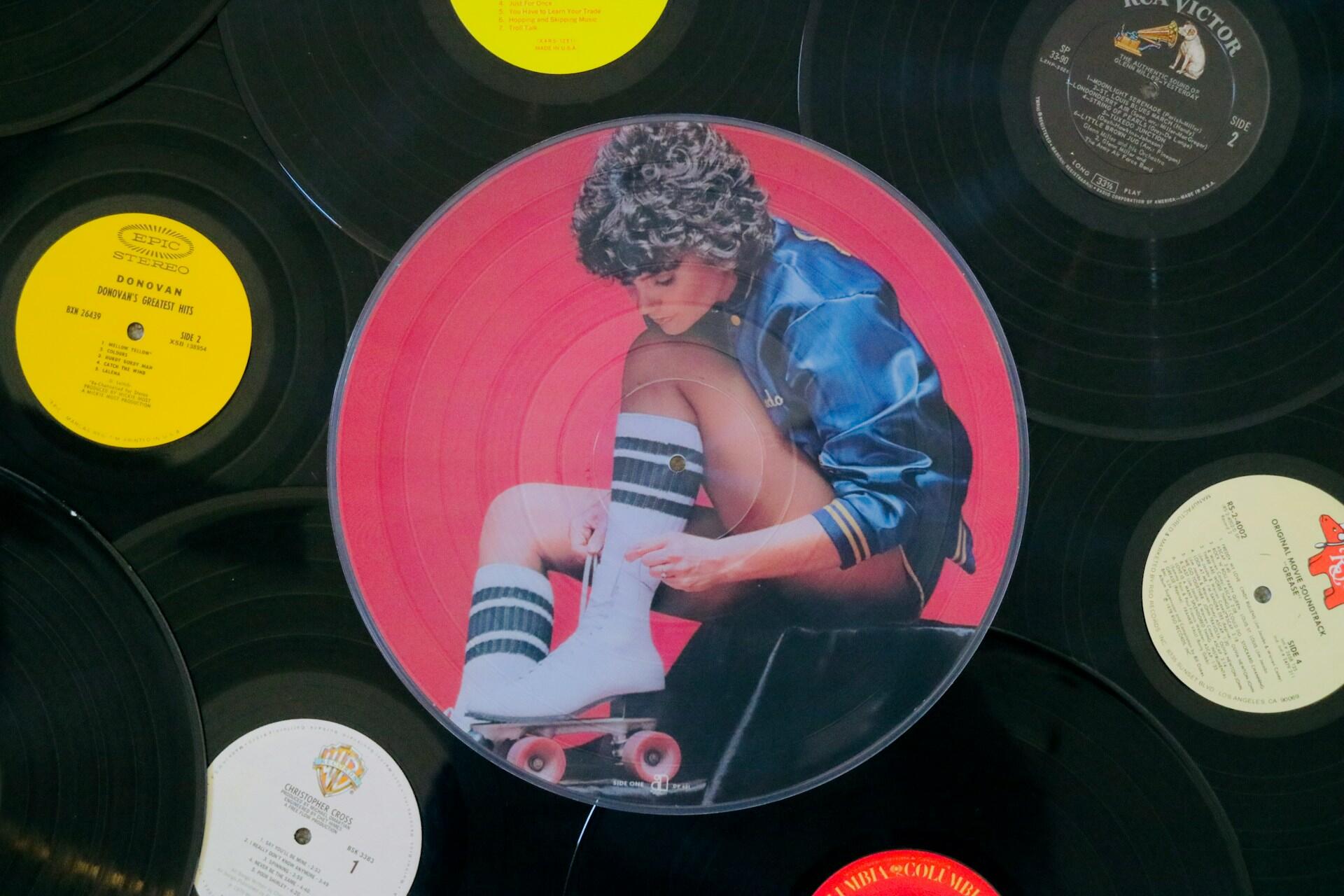 Vintage vinyl roller skating,