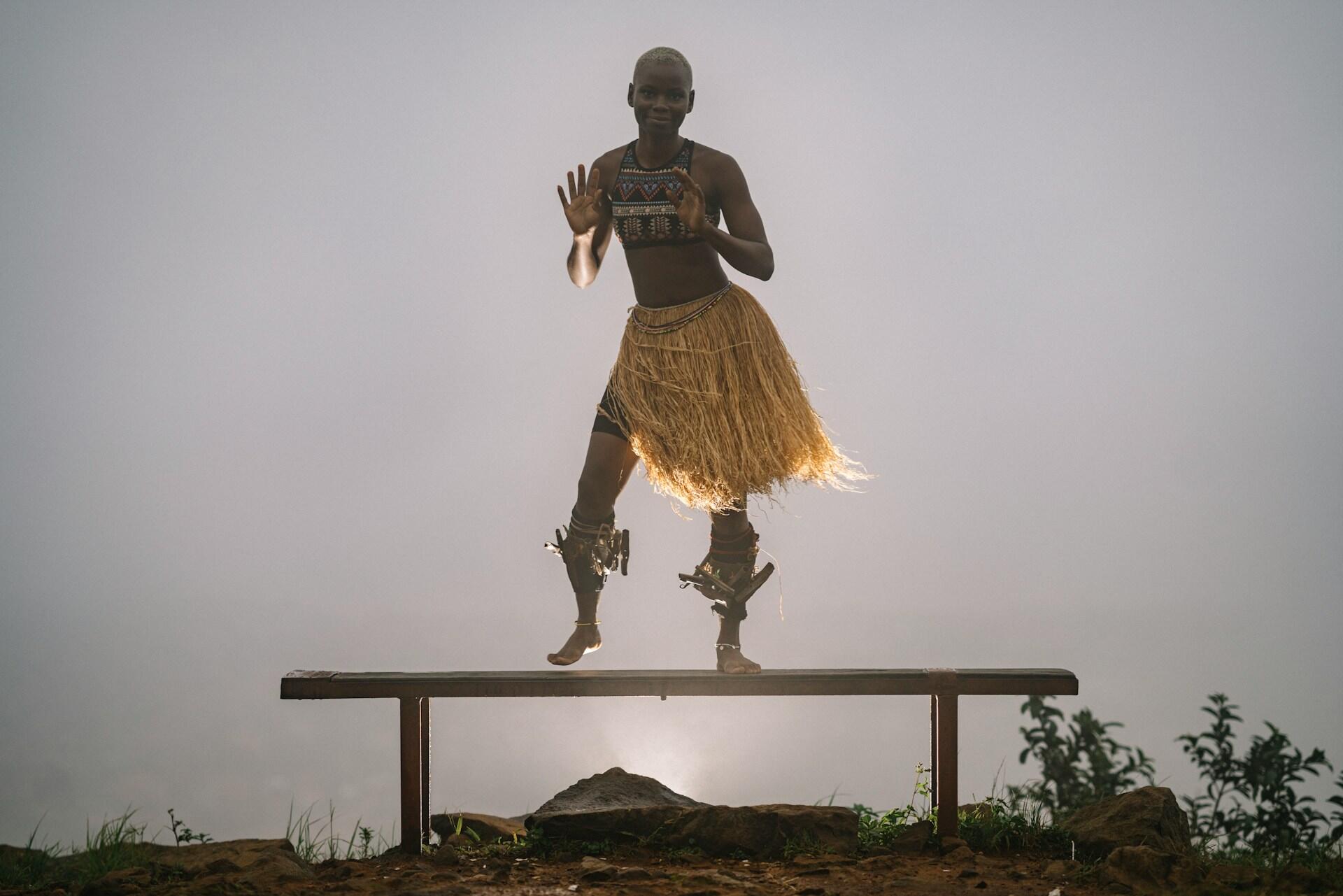 African dancer performing a traditional dance.