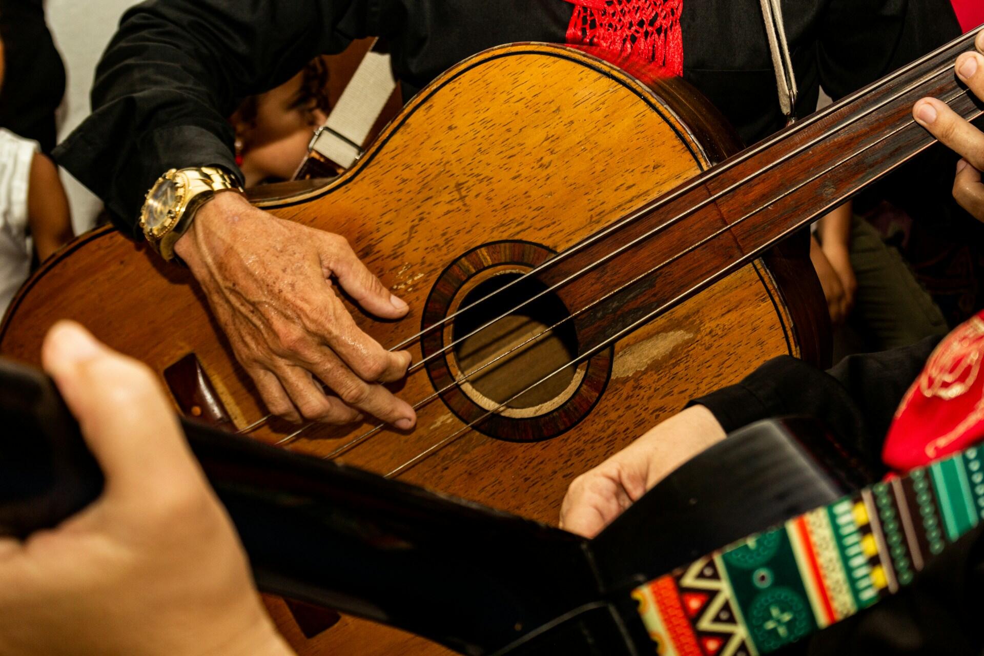Mexican guitarist focus on the hand technique.