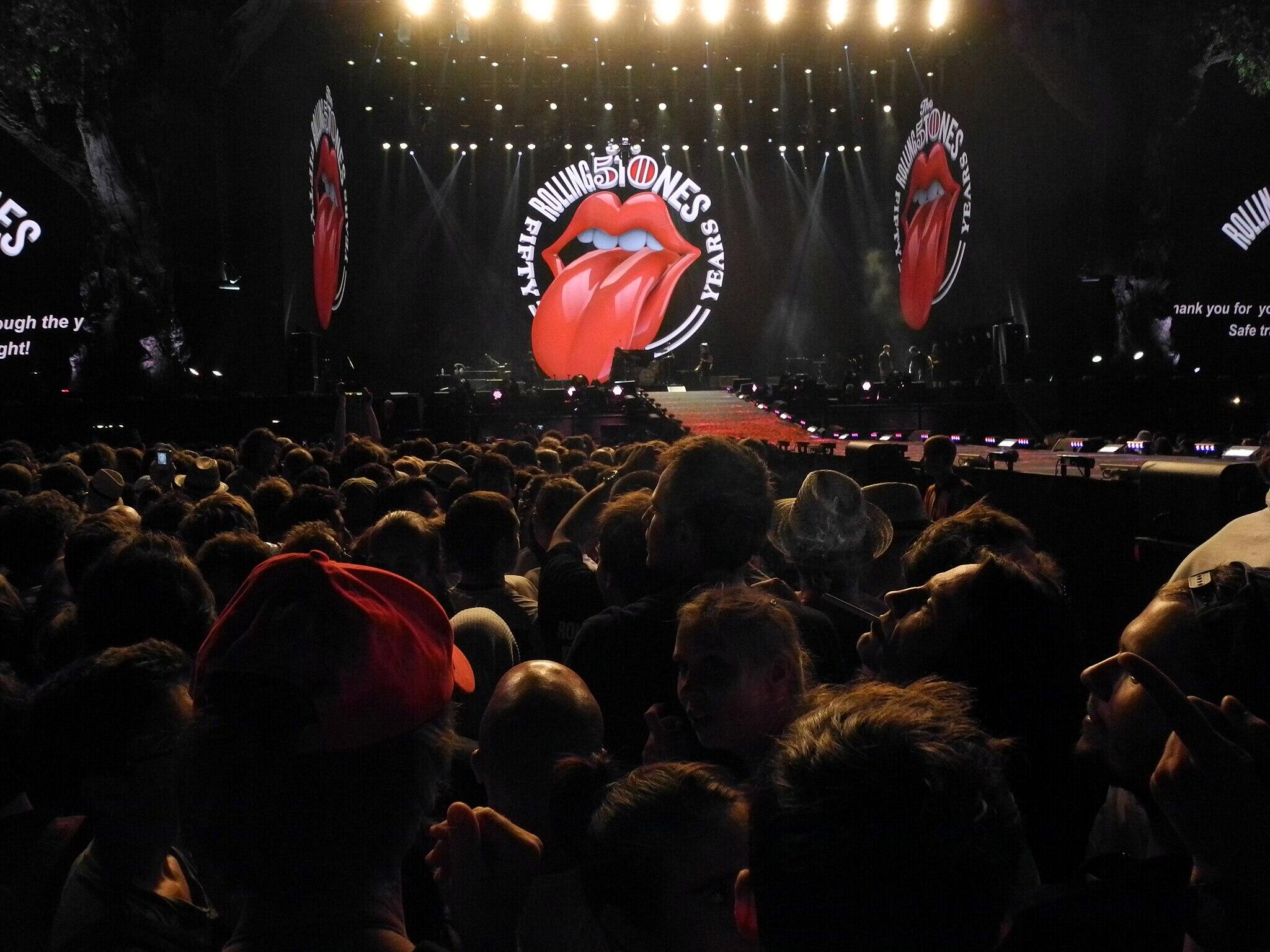 stage featuring the Rolling Stones' logo