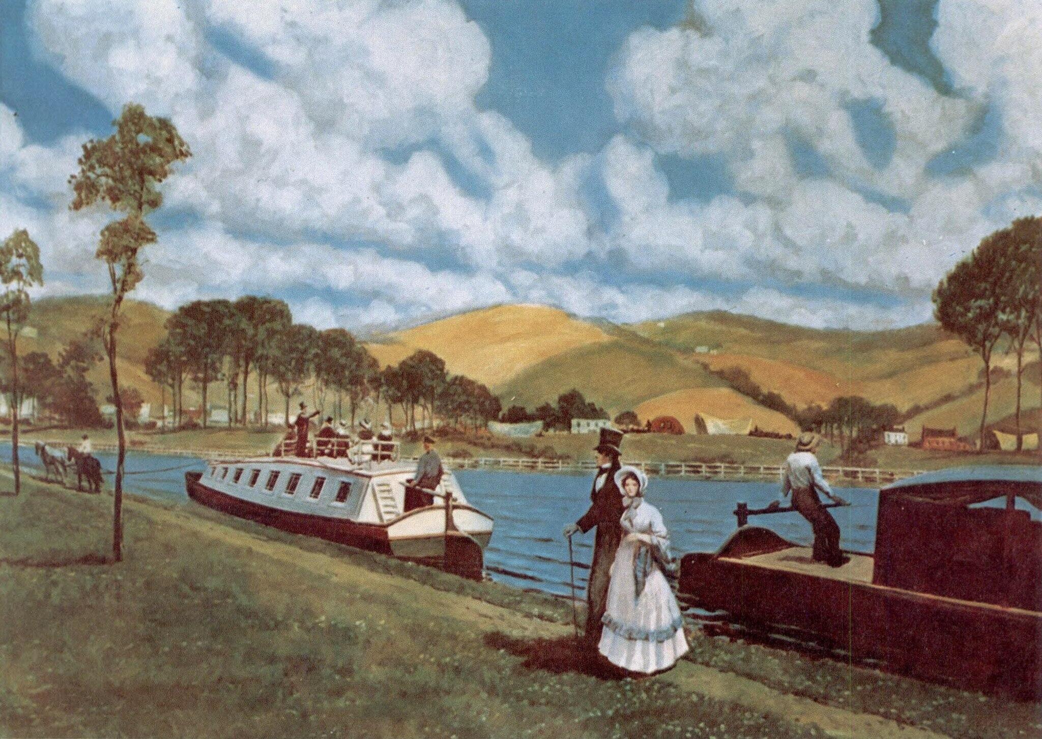 illustration of the Erie Canal in its heyday