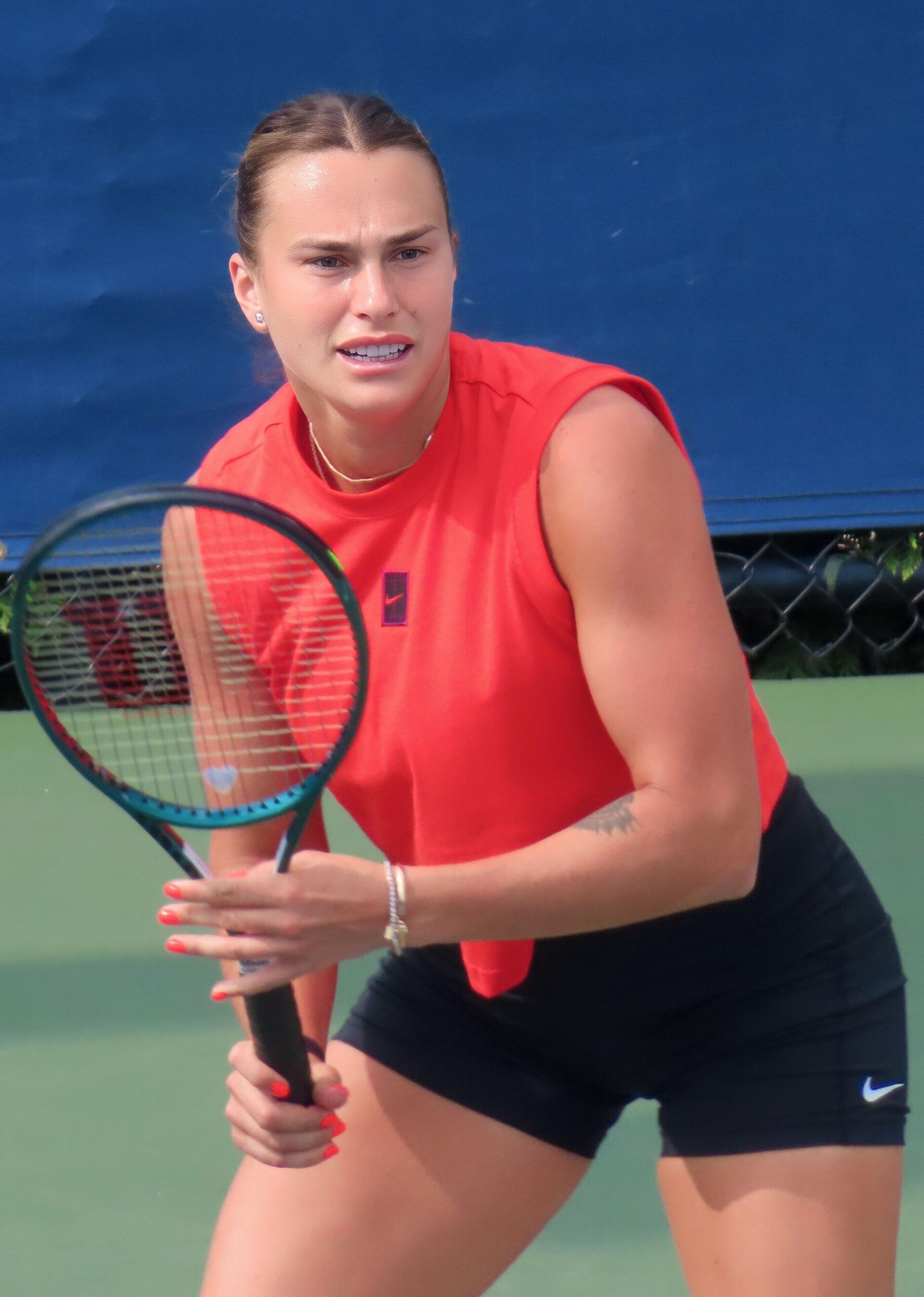 Sabalenka practicing at US Open 2024