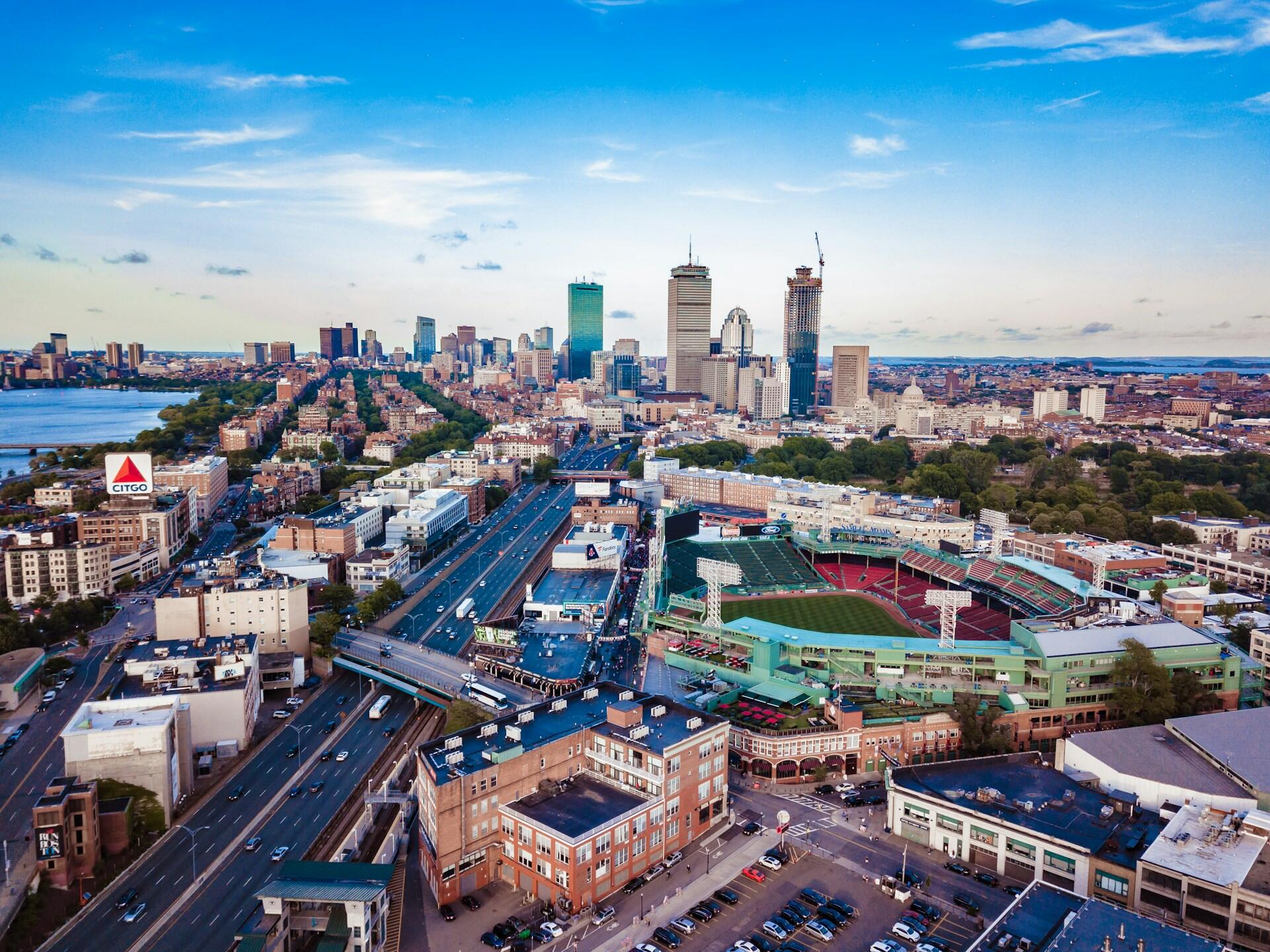 Aerial view of Fenway park in Boston