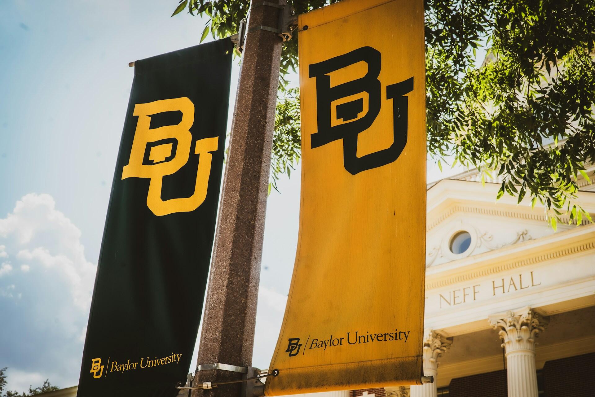 Baylor University flags.