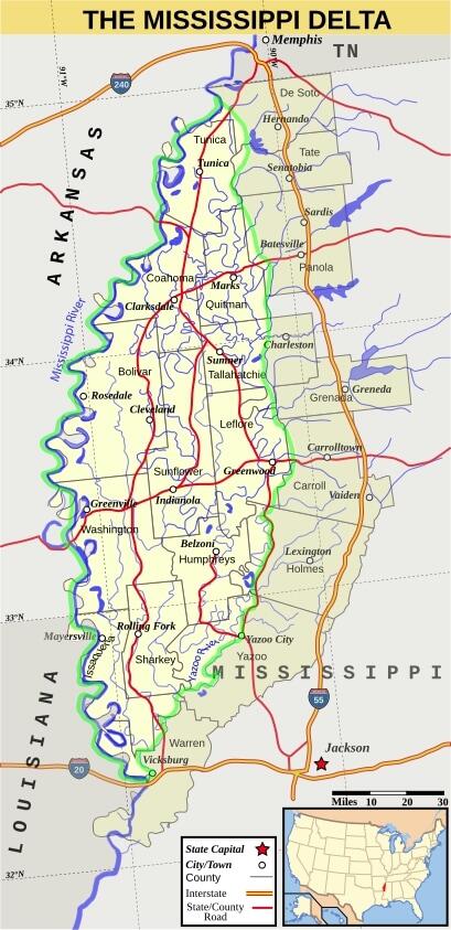 Map of the Mississippi Delta