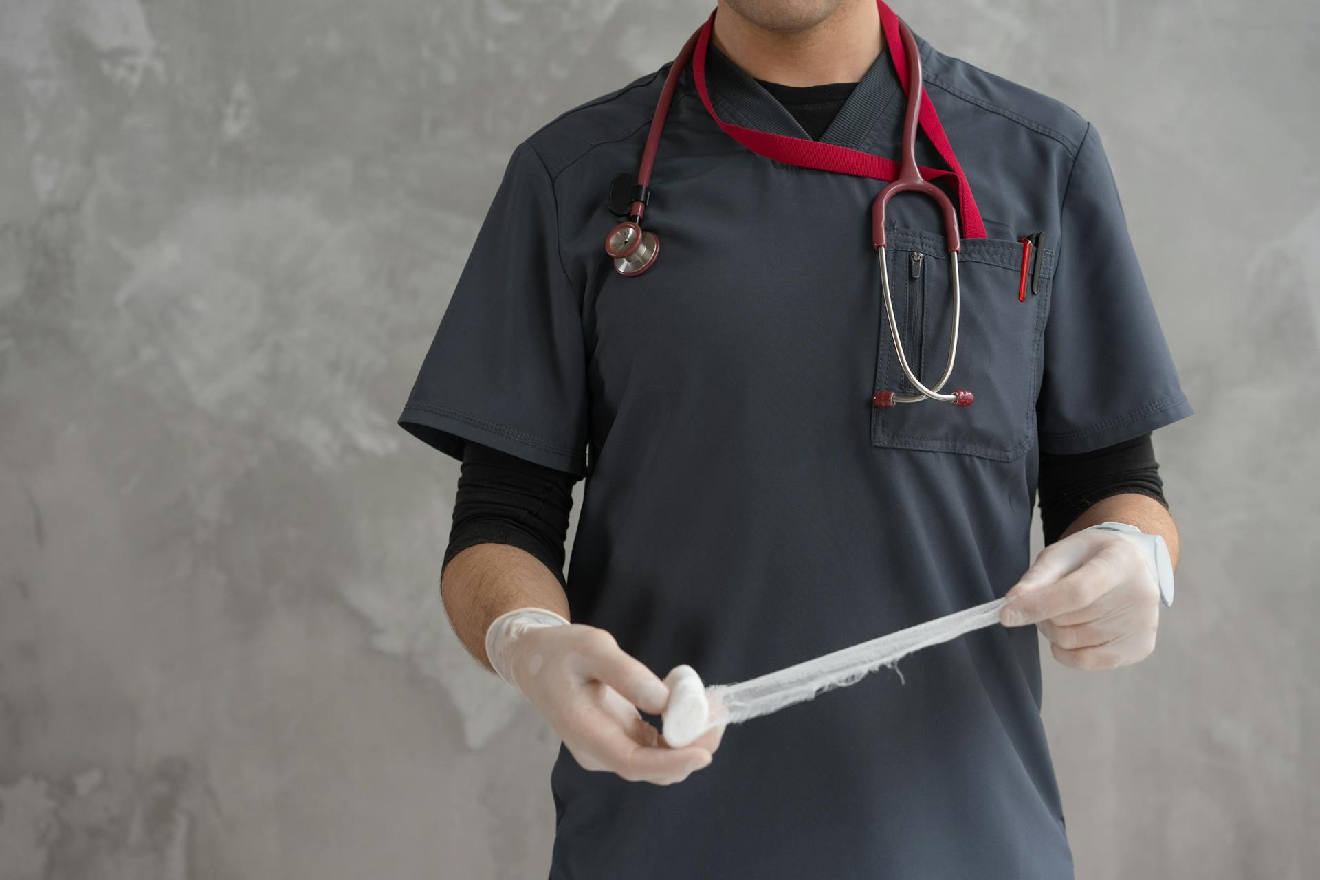 A student nurse uniform focus view.