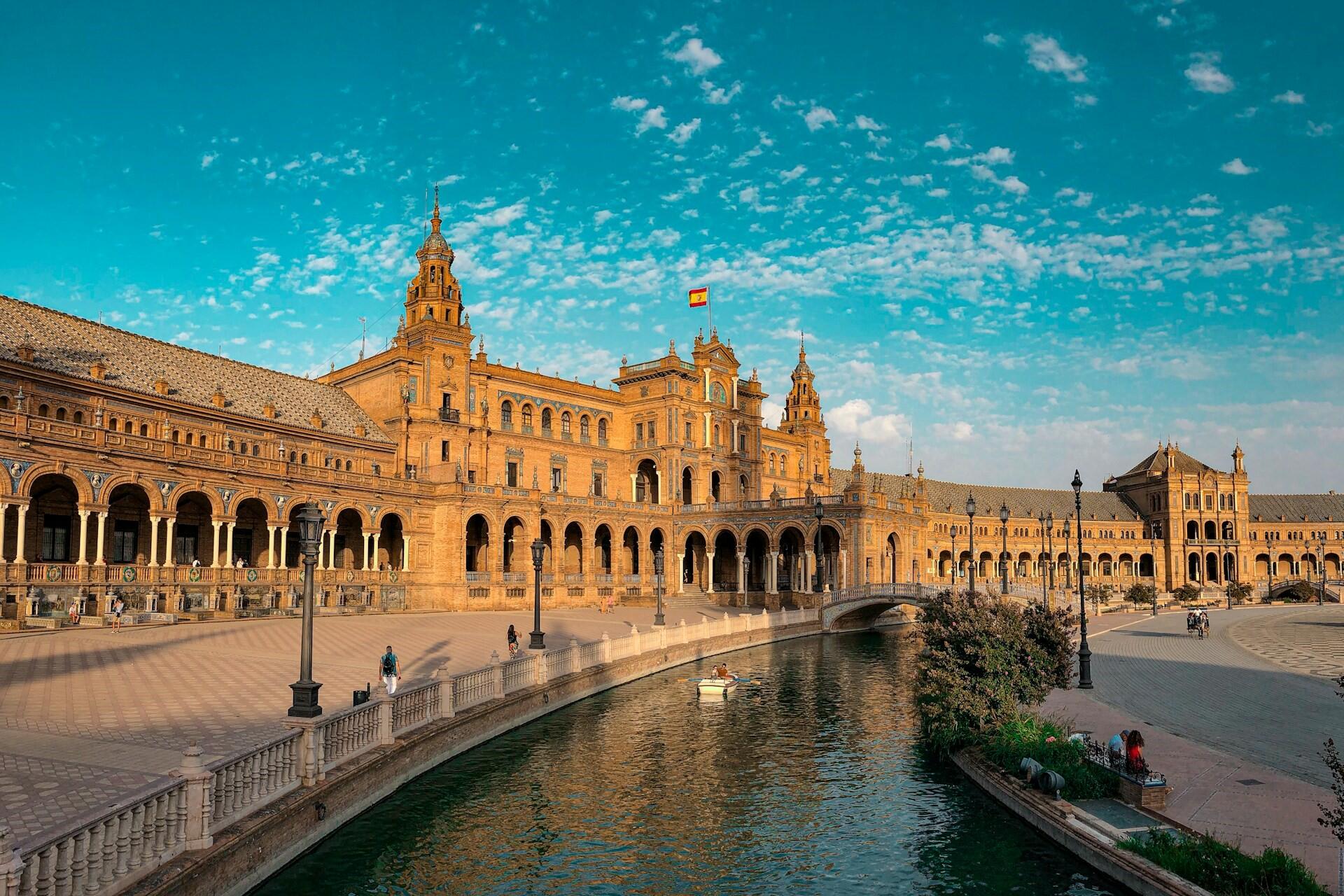 The Plaza de España in Seville, Spain.