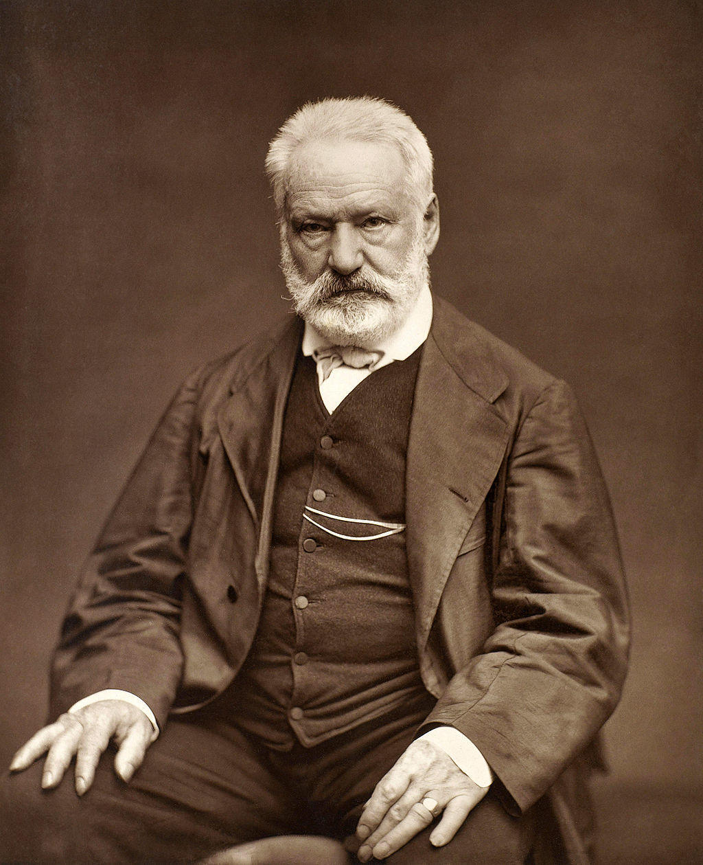 Victor Hugo in a black and white portrait.
