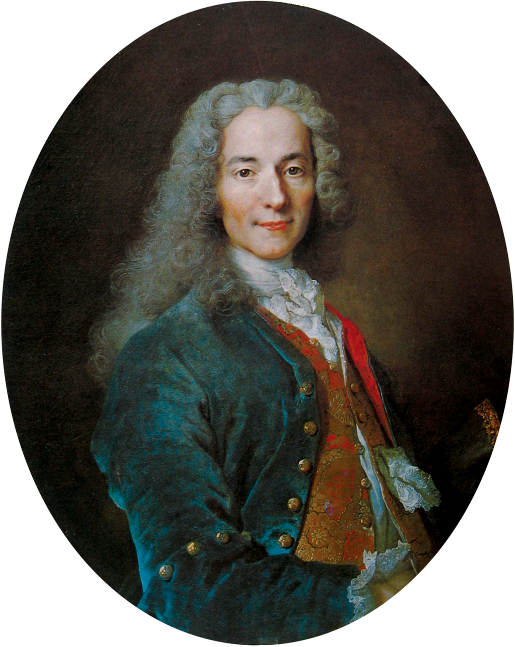 A painting of Voltaire.