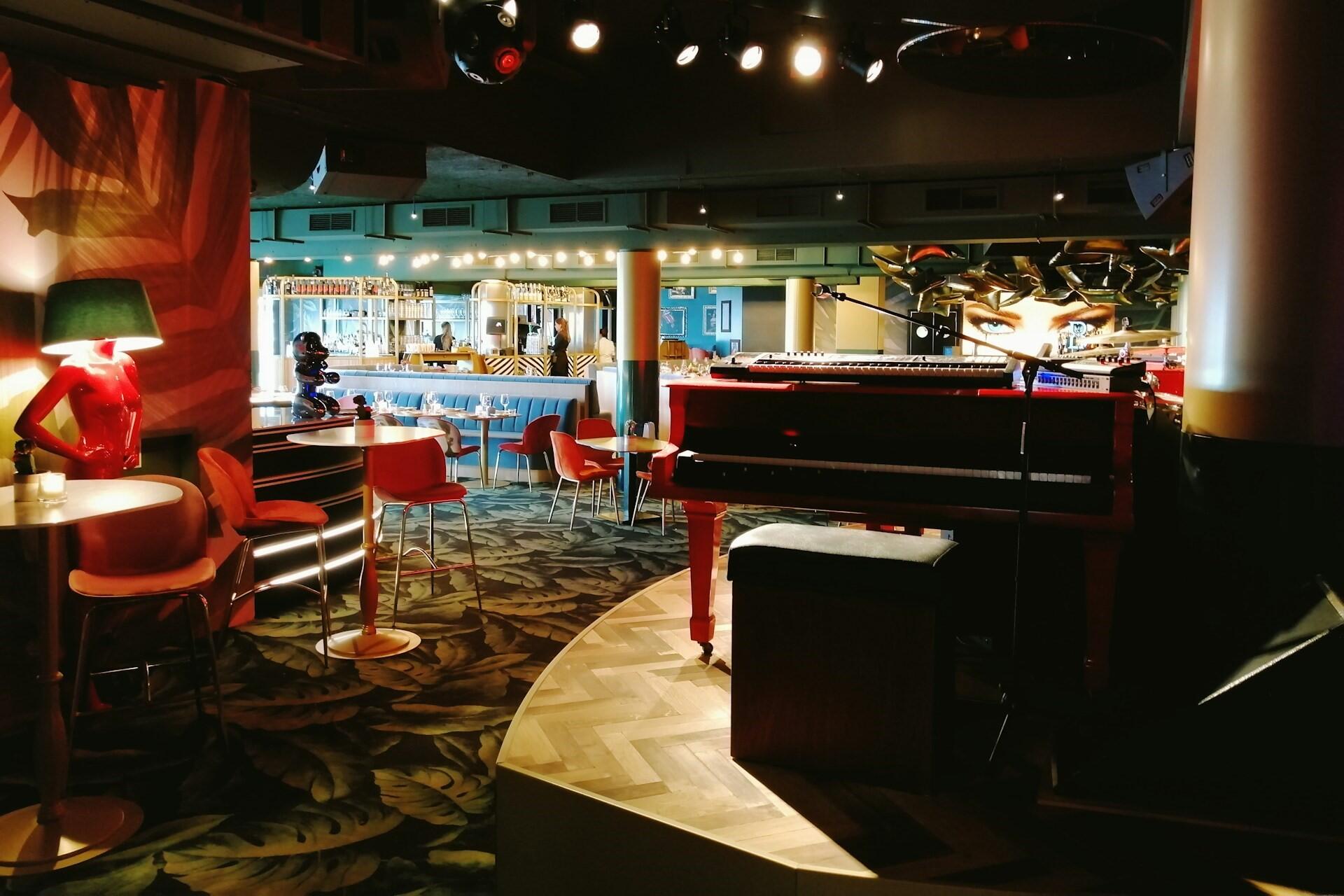 A piano bar stage.
