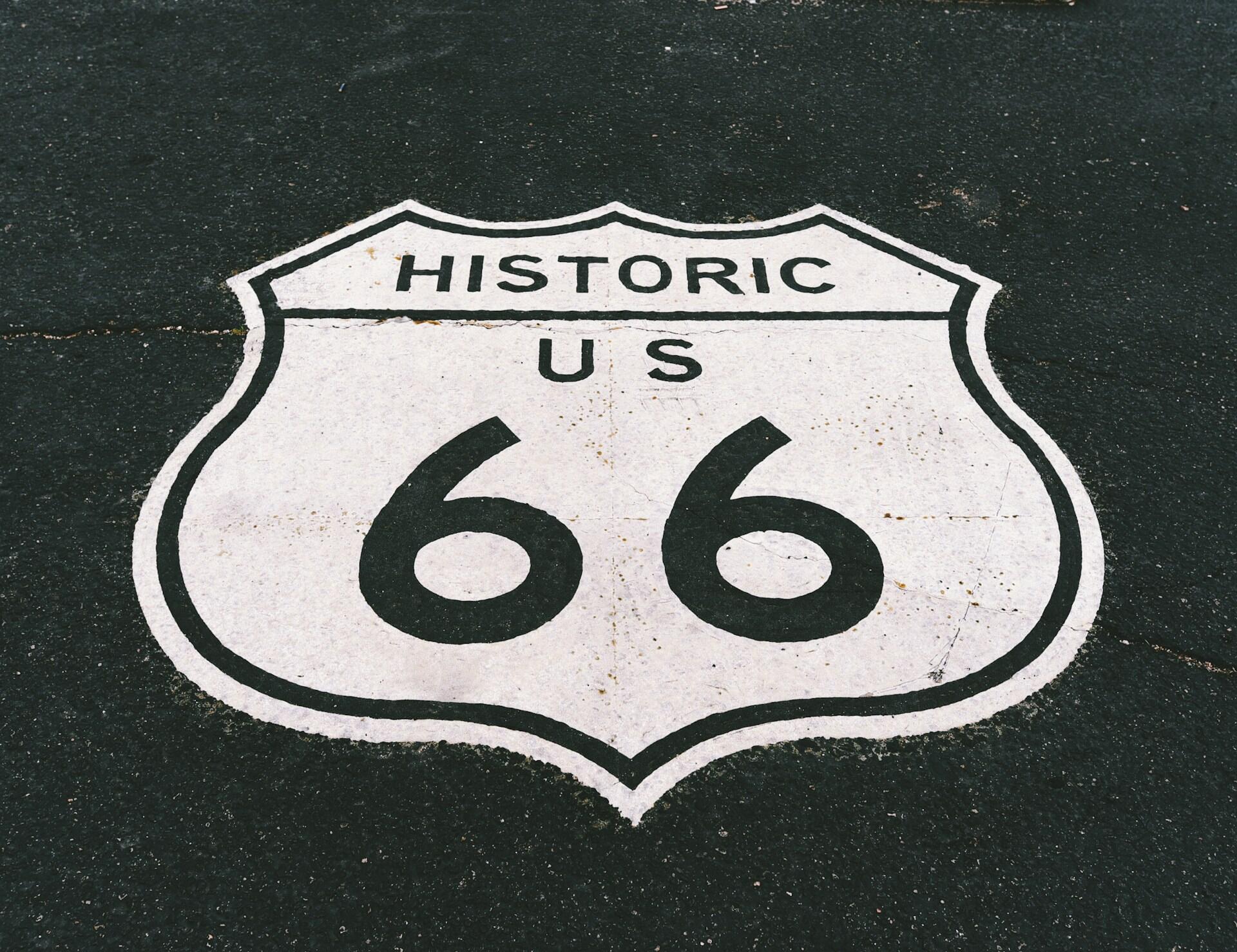 Historic Route 66 on pavement.