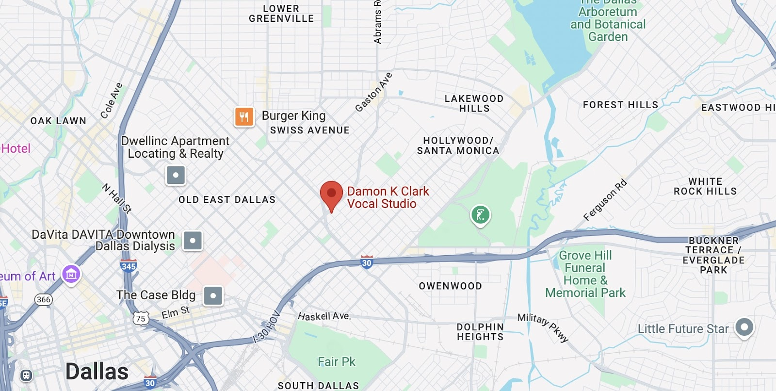 Location of Damon K Clark vocal studio.