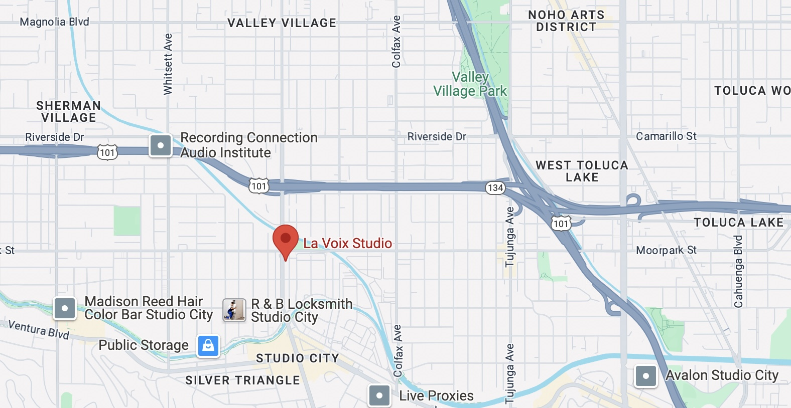 Location of La Voix Studio, LA
