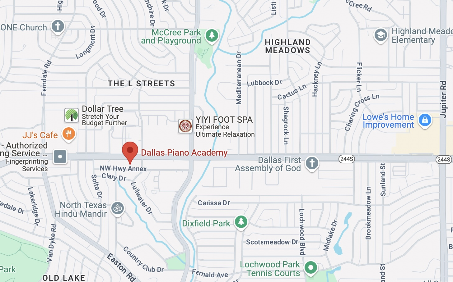 Location of the Dallas Piano Academy.