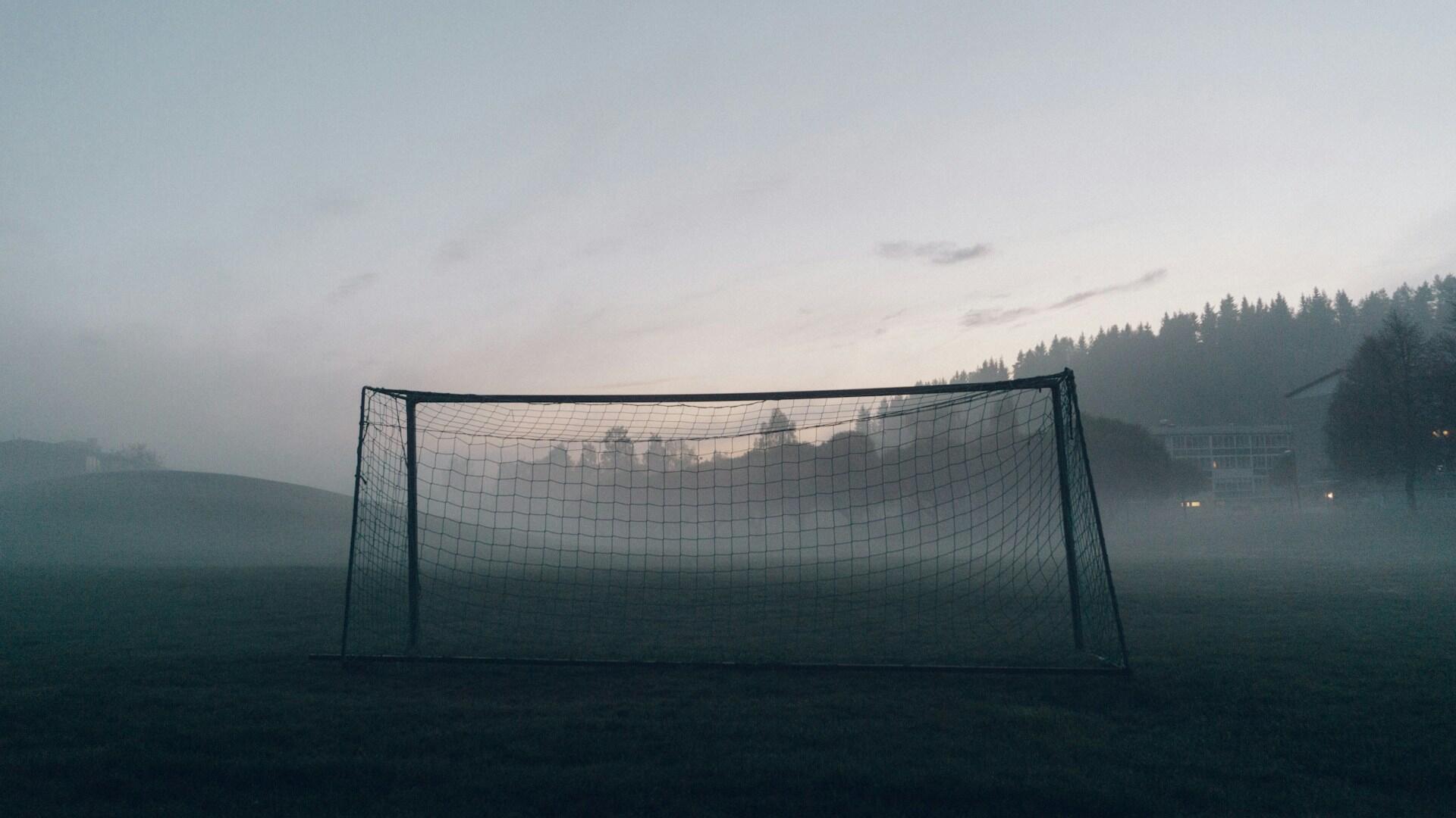 misty soccer field